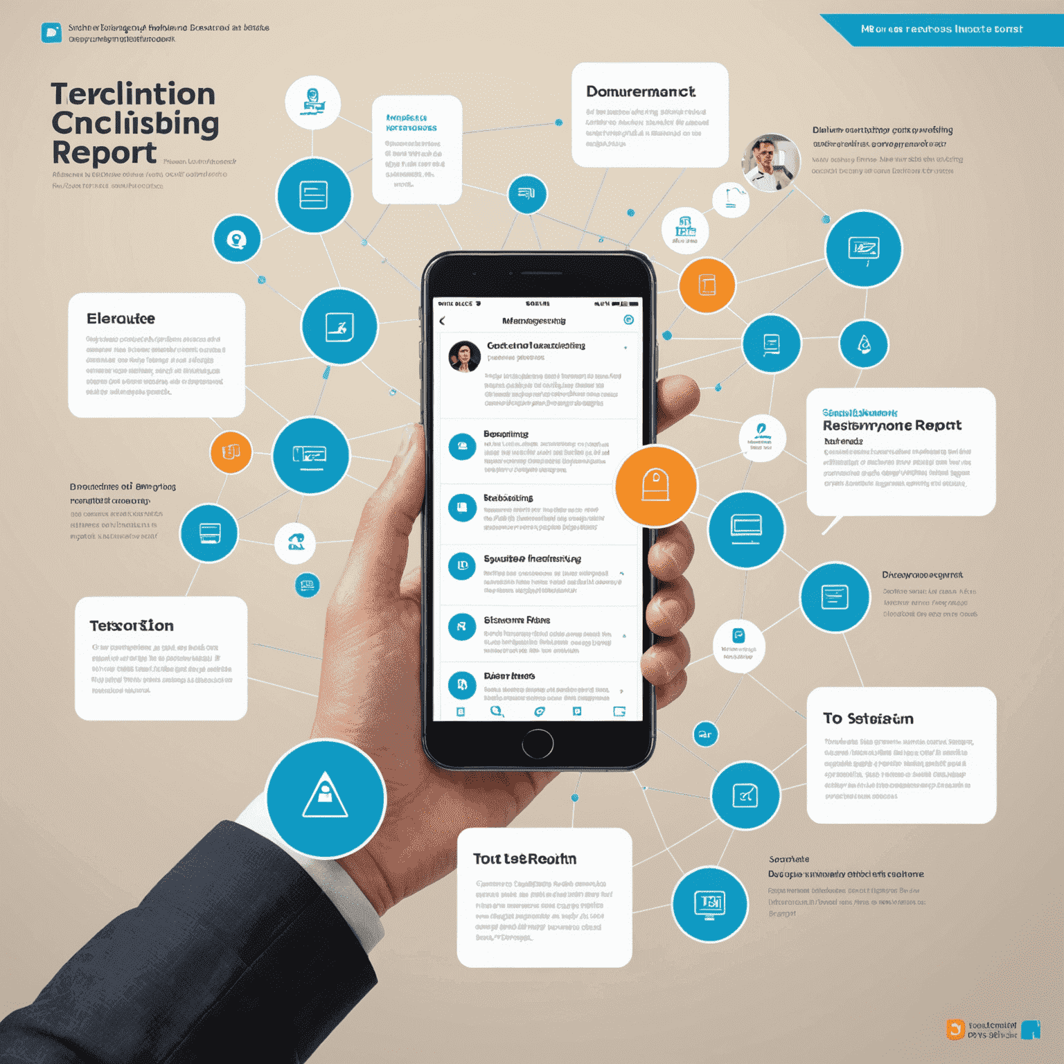 Infographic showcasing various text messaging features such as encryption, delivery reports, and multimedia support