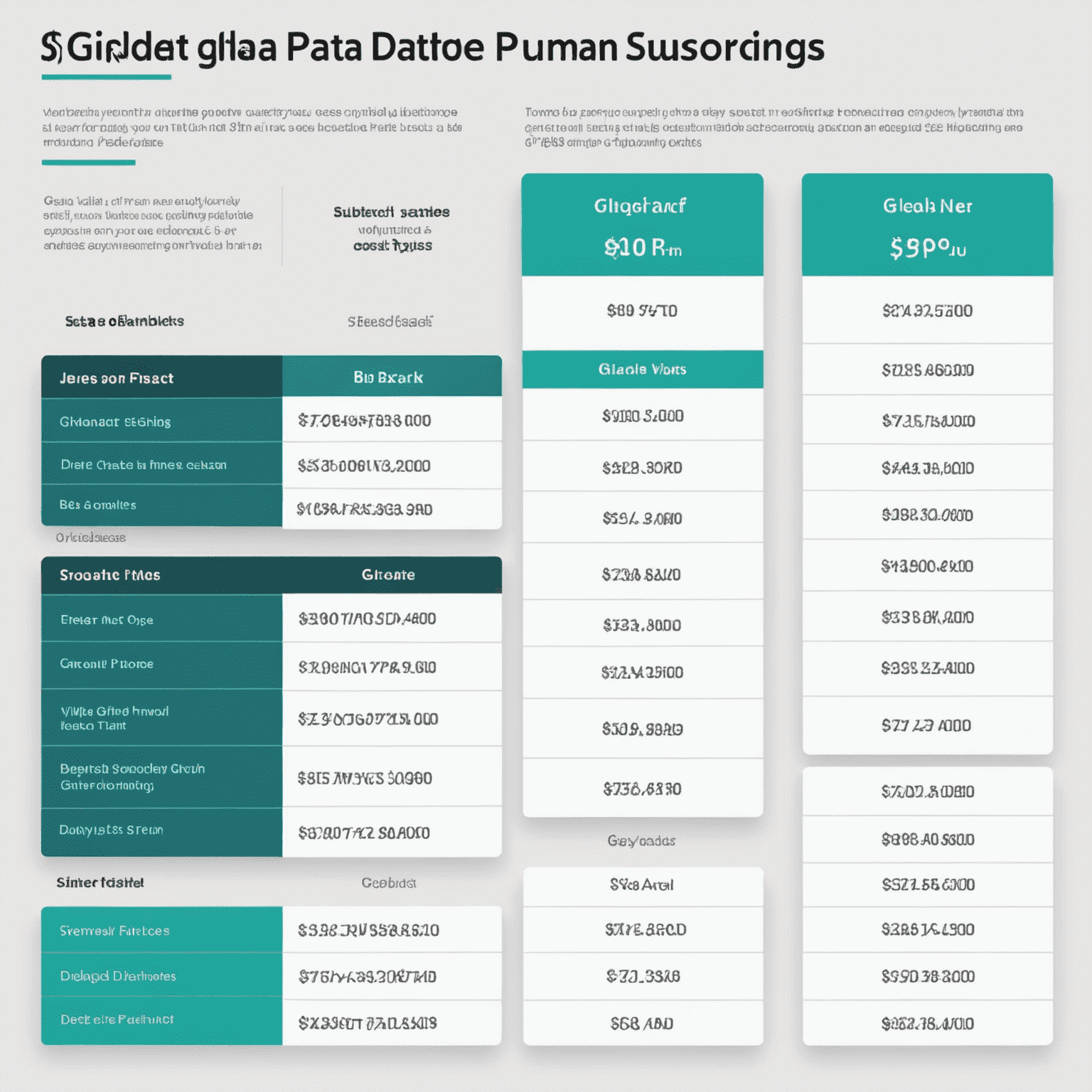 A chart showing different data plan options with varying amounts of gigabytes and prices